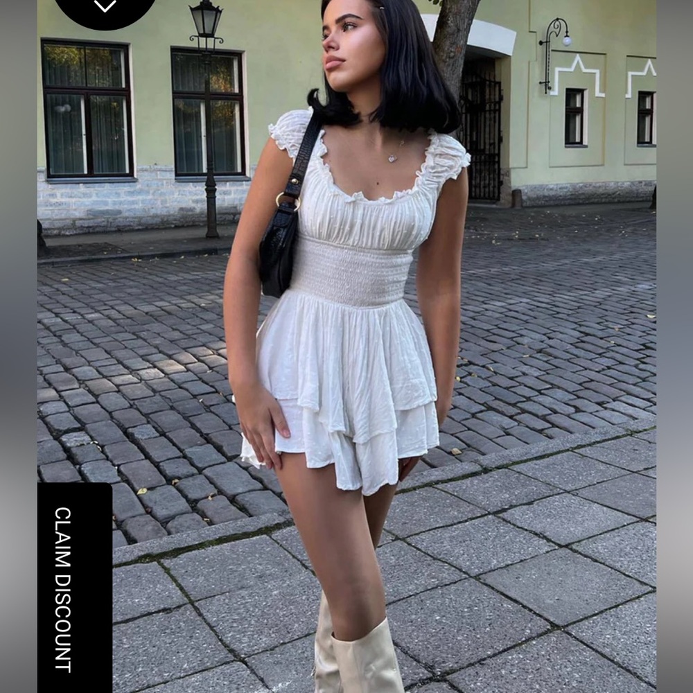 Princess Polly THE LOVE GALORE ROMPER WHITE LOWER IMPACT